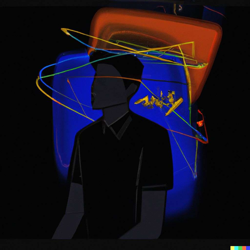 a representation of anxiety, digital art, synthwave